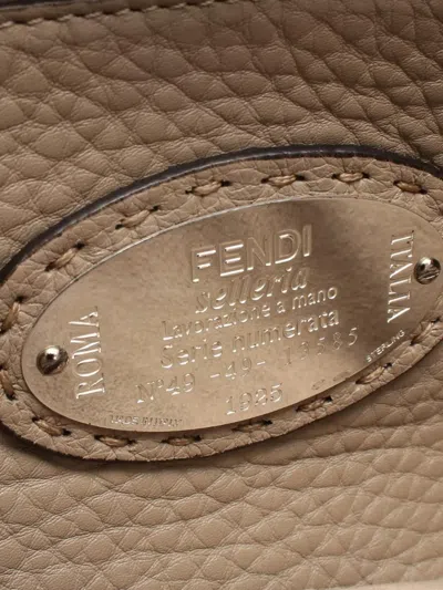 Pre-owned Fendi 2010-2025 Leather Selleria Peekaboo Iconic Satchel In Gray