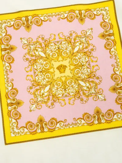 Versace Pink-logo Printed T-shirt In White