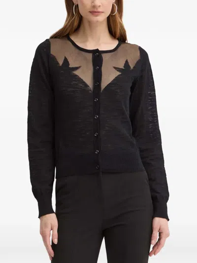 Pinko Sheer-panel Cardigan In Black