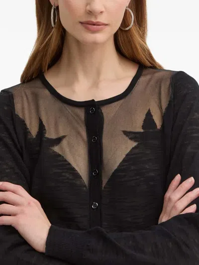 Pinko Sheer-panel Cardigan In Black