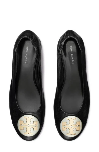 Tory Burch Claire Cap Toe Ballet Flat In Black