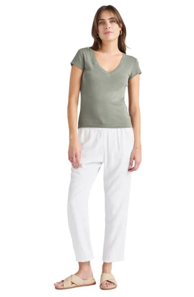 Splendid Faye V-neck Tee In Soft Vintage Olive Branch In Gray