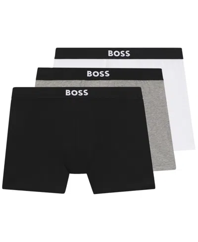 Hugo Boss Boss Men's One Boxer Trunks, 3-pack In Black