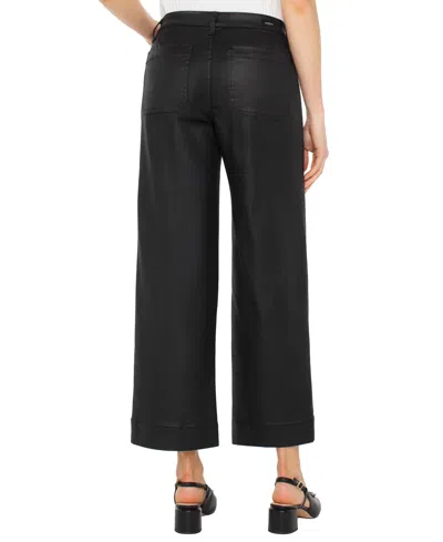 Liverpool Los Angeles Women's Crop Patch Pocket Wide Leg Jeans In Black