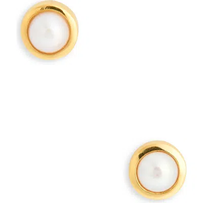 Dean Davidson Signature Genuine Freshwater Pearl Stud Earrings In Gold
