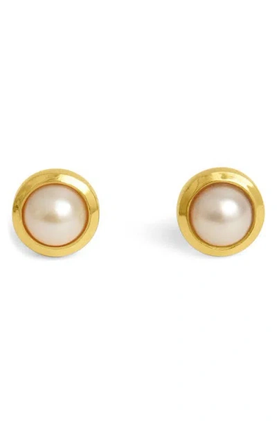 Dean Davidson Signature Genuine Freshwater Pearl Stud Earrings In Gold