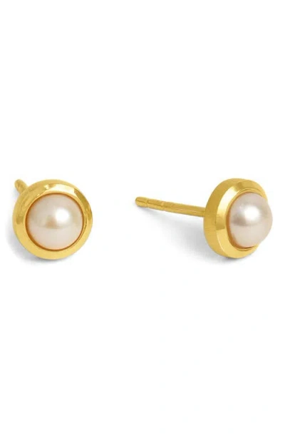 Dean Davidson Signature Genuine Freshwater Pearl Stud Earrings In Gold