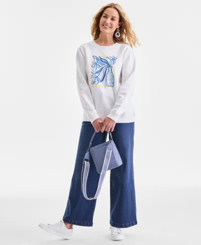 Style & Co Petite Vase Graphic Pull-on Sweatshirt, Macy's Exclusive In Brown