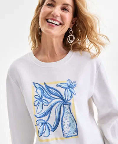 Style & Co Petite Vase Graphic Pull-on Sweatshirt, Macy's Exclusive In Brown