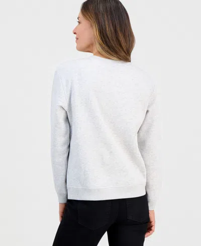 Style & Co Petite Love Flowers Graphic Fleece Sweatshirt, Macy's Exclusive In Gray