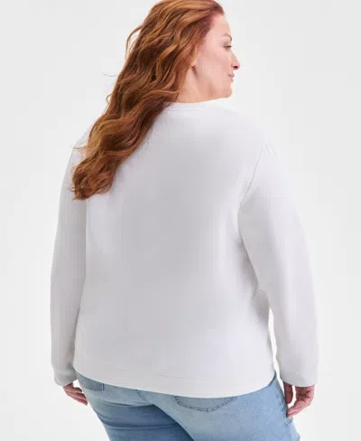 Style & Co Plus Size Graphic Fleece Sweatshirt, Macy's Exclusive In White