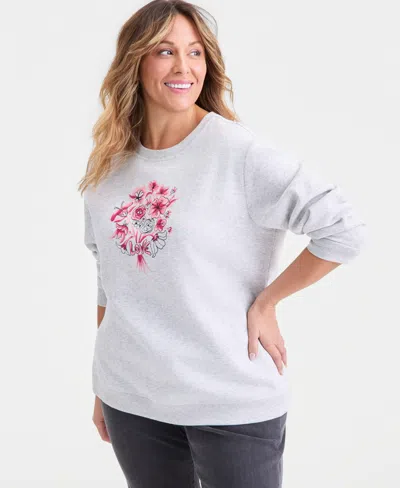Style & Co Plus Size Graphic Fleece Sweatshirt, Macy's Exclusive In White