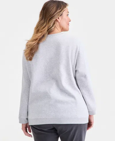 Style & Co Plus Size Graphic Fleece Sweatshirt, Macy's Exclusive In White