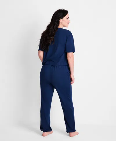 State Of Day Women's 2-piece Short-sleeve T-shirt And Joggers Pajama Set, Macy's Exclusive In Blue
