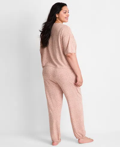 State Of Day Women's 2-piece Short-sleeve T-shirt And Joggers Pajama Set, Macy's Exclusive In Pink