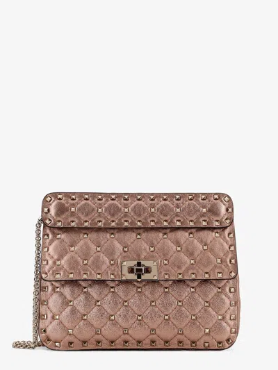 Valentino Laminated Leather Rockstud Spike Crossbody Bag In Pink