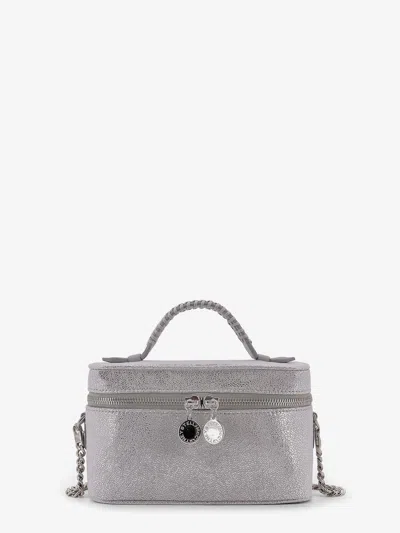 Stella Mccartney Vanity Laminated Shaggy Deer Fabric Crossbody Bag In Silver