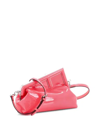 Pre-owned Fendi First Bag Patent Midi Shoulder Bag In Pink