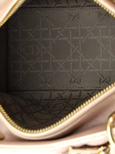 Pre-owned Dior Lady  Bag Cannage Quilt Metallic Leather Medium Satchel In Pink