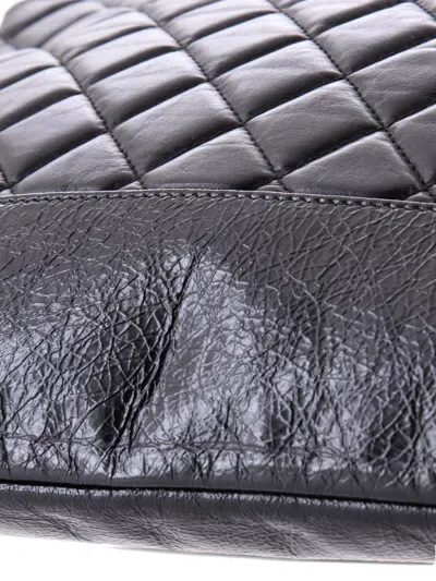 Pre-owned Chanel Gabrielle O Case Quilted Aged Calfskin Large Clutch Bag In Black
