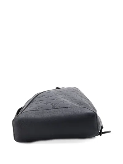 Pre-owned Louis Vuitton Duo Sling Bag Monogram Shadow Leather Crossbody Bag In Black