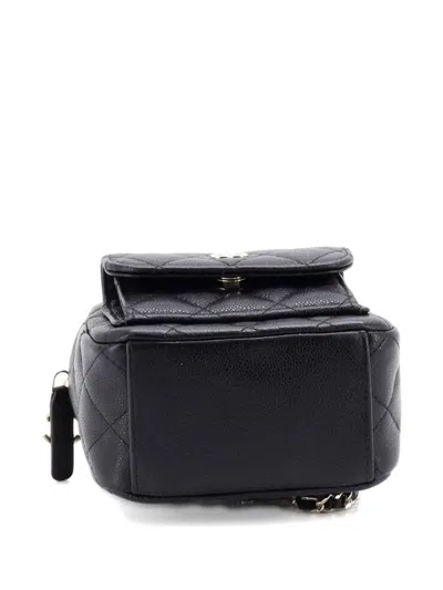 Pre-owned Chanel Classic Cc Chain Pocket Quilted Caviar Mini Backpack In Black