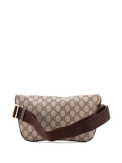 Pre-owned Gucci Gg Coated Canvas With Leather Small Belt Bag In Brown