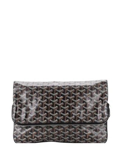 Pre-owned Goyard Saint Marie Coated Canvas Clutch Bag In Blue