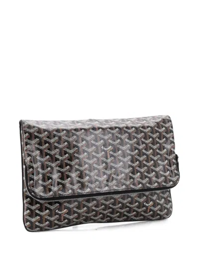 Pre-owned Goyard Saint Marie Coated Canvas Clutch Bag In Blue