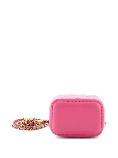 Pre-owned Chanel Pearl Crush Vanity Case With Chain Quilted Lambskin Mini Clutch Bag In Pink