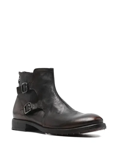 Leqarant Leather Biker Boots In Brown