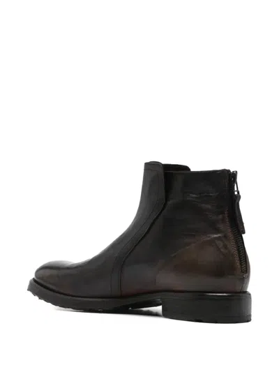 Leqarant Leather Biker Boots In Brown