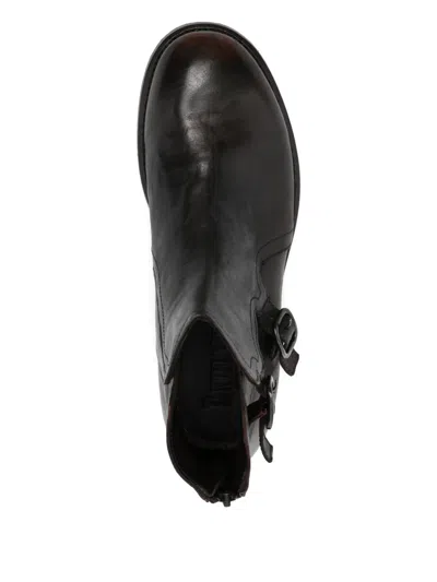 Leqarant Leather Biker Boots In Brown