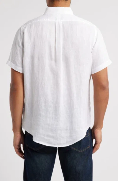 Polo Ralph Lauren Piece Dye Linen Short Sleeve Button-down Shirt In White