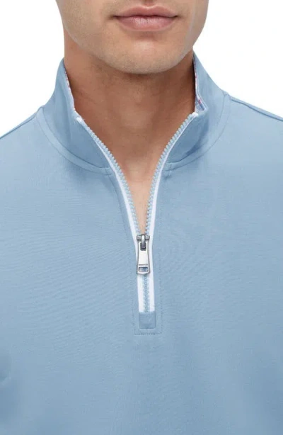 Bugatchi Quarter Zip Performance Pullover In Blue