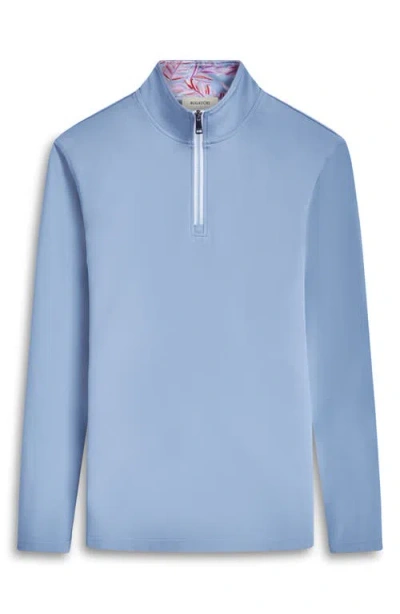 Bugatchi Quarter Zip Performance Pullover In Blue