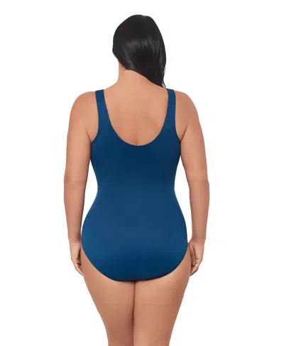 Miraclesuit Plus Size Escape Underwire Allover-slimming Wrap One-piece Swimsuit In Blue