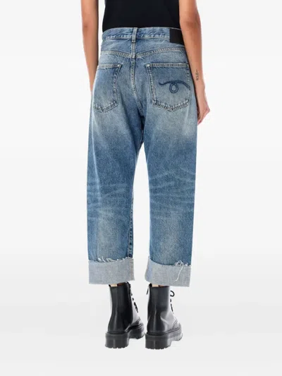 R13 Crossover Cuffed Jeans In Blue