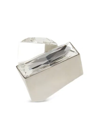 Lanvin Double-stone Brass Ring In Metallic