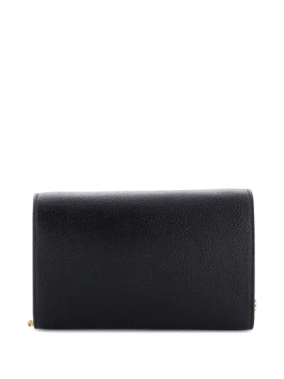 Pre-owned Saint Laurent Uptown Chain Wallet Leather Crossbody Bag In Black