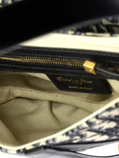 Pre-owned Dior Saddle Handbag With Strap Oblique Canvas Medium Shoulder Bag In Blue