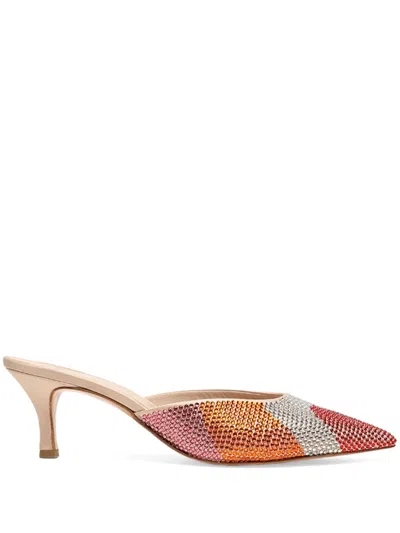Celia Kritharioti Crystal-embellished Leather Mules In Multi