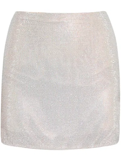 Celia Kritharioti Crystal-embellished Straight Skirt In Gray