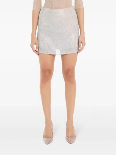 Celia Kritharioti Crystal-embellished Straight Skirt In Gray