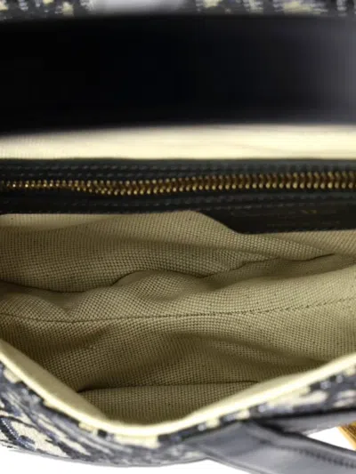 Pre-owned Dior Saddle Handbag With Strap Oblique Canvas Medium Shoulder Bag In Blue