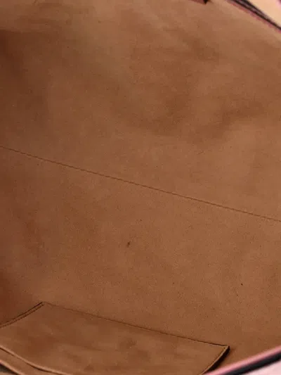 Pre-owned Gucci Signature Fold Over Tote Ssima Leather Medium Satchel In Pink