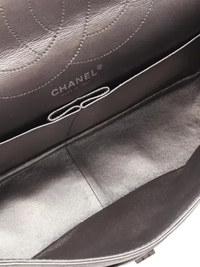 Pre-owned Chanel 2012-2013 Maxi Aged Calfskin Reissue 2.55 Double Flap Bag Shoulder Bag In Silver