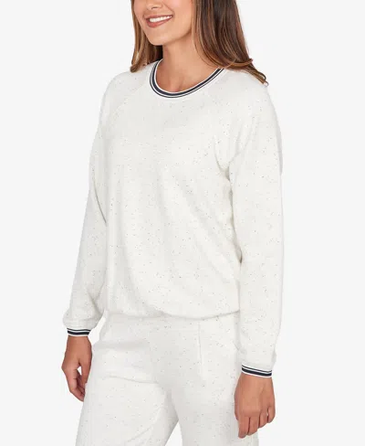 Ruby Rd. Petite Bubble Hem Fleck Knit Pullover Top In Black