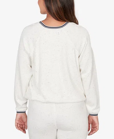 Ruby Rd. Petite Bubble Hem Fleck Knit Pullover Top In Black