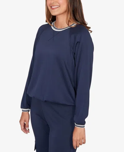 Ruby Rd. Petite Ultra Knit Bubble Hem Pullover Top In Gray